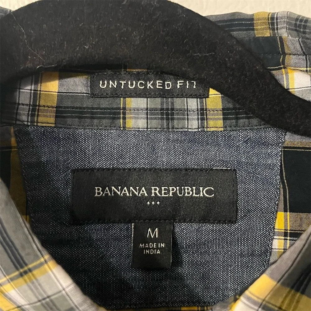 Banana Republic‎ Men's Plaid Flannel Untucked Fit Long Sleeve Shirt M